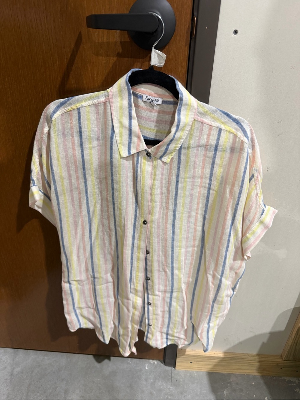 Splendid Men’s Pastel Multi-Stripe Short Sleeve Button-Up Shirt